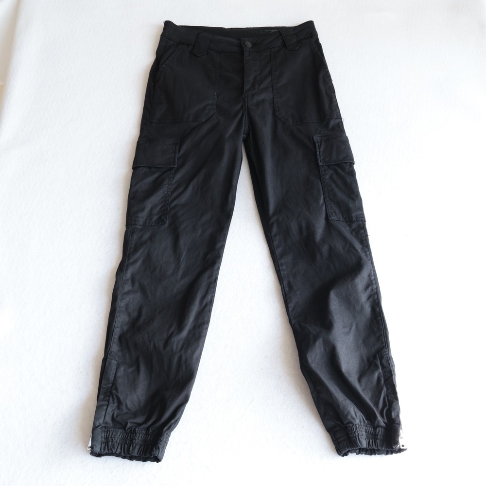 AllSaints Nola Cargo Jogger Pants Black Size W26 WE504W Utility Tapered Hem
